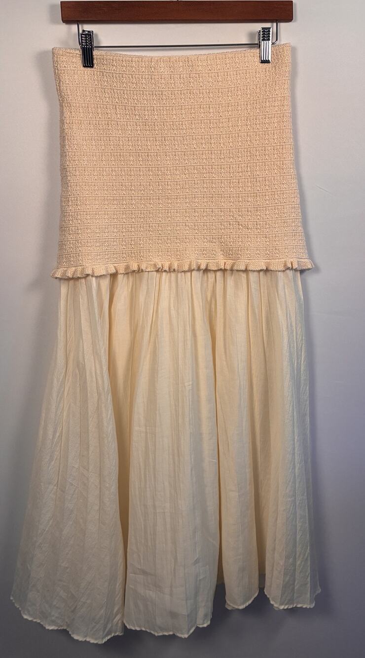 ZARA Cream Combined Knit Maxi Skirt Size M Cottagecore Boho